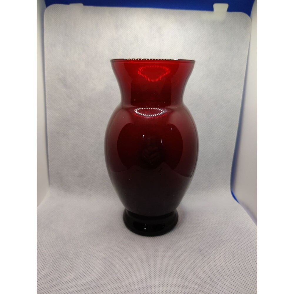 Clear Red Glass Vase 6.5" Tall